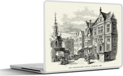 Laptop sticker - 10.1 inch - Illustratie van het stadhuis in Haarlem in zwart-wit