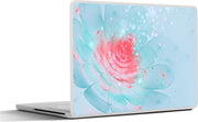 Laptop sticker - 10.1 inch - Abstract fractal kunstwerk van een glanzende roze bloem