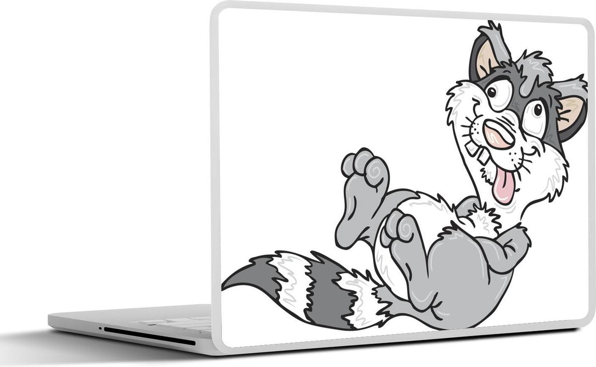 Laptop sticker - 10.1 inch - Illustratie van een cartoonachtige wasbeer