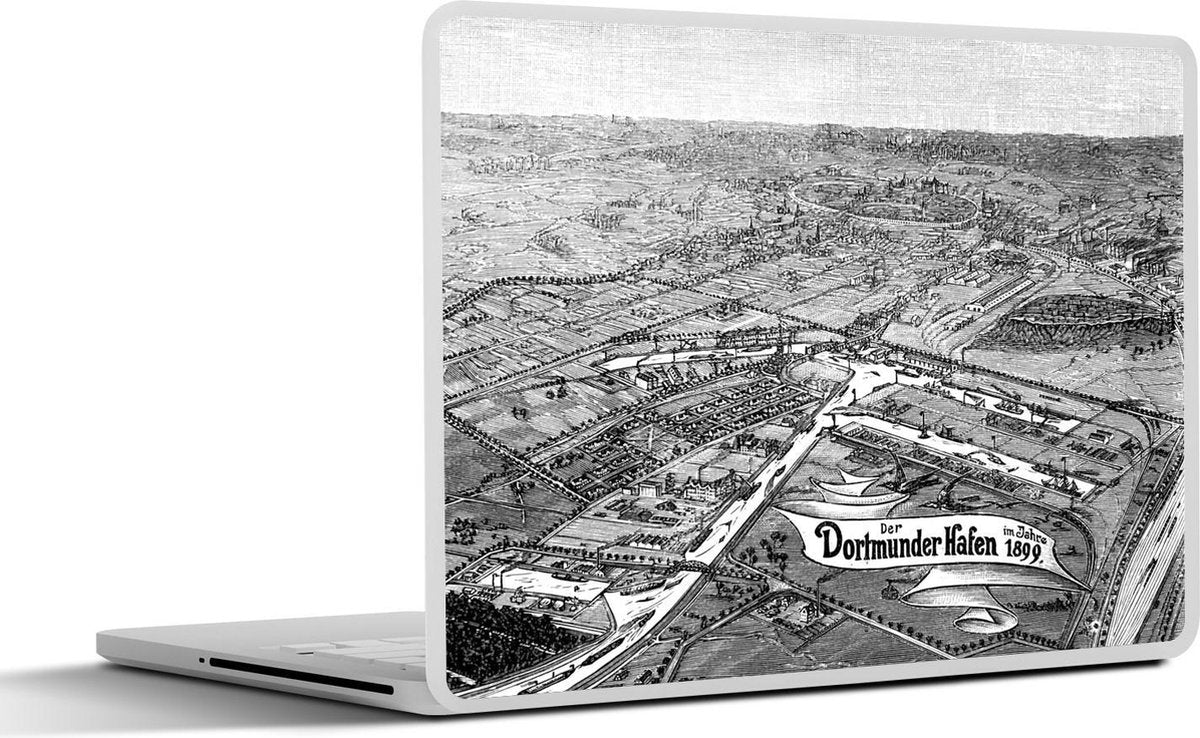Laptop sticker - 10.1 inch - Illustratie van een luchtfoto van de Duitse stad Dortmund