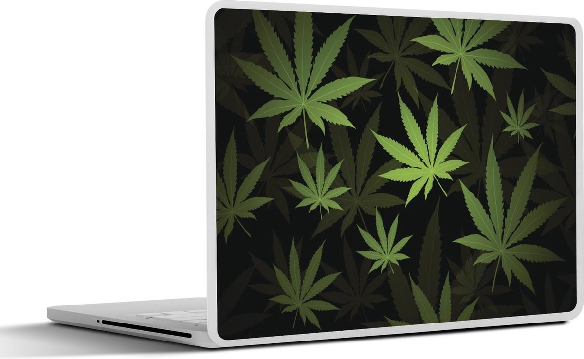 Laptop sticker - 10.1 inch - Illustratie van marihuana in het groen
