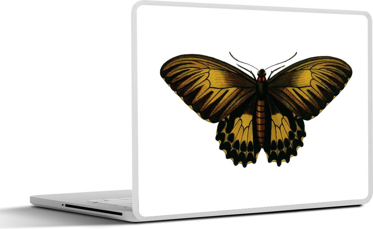 Laptop sticker - 10.1 inch - Illustratie van een goud met zwarte vlinder