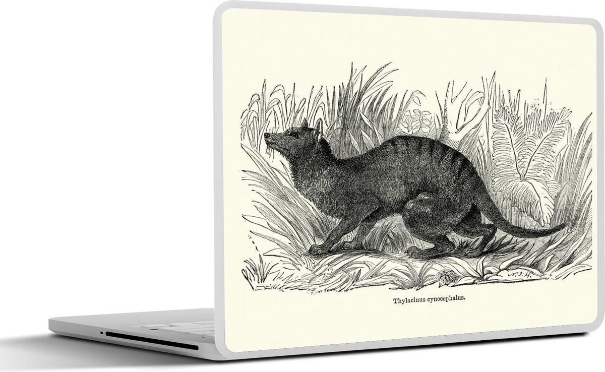 Laptop sticker - 10.1 inch - Illustratie van een jagende buidelwolf