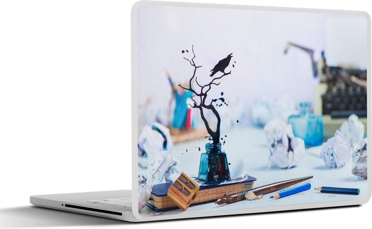 Laptop sticker - 10.1 inch - Inkt vliegt uit een inktpot