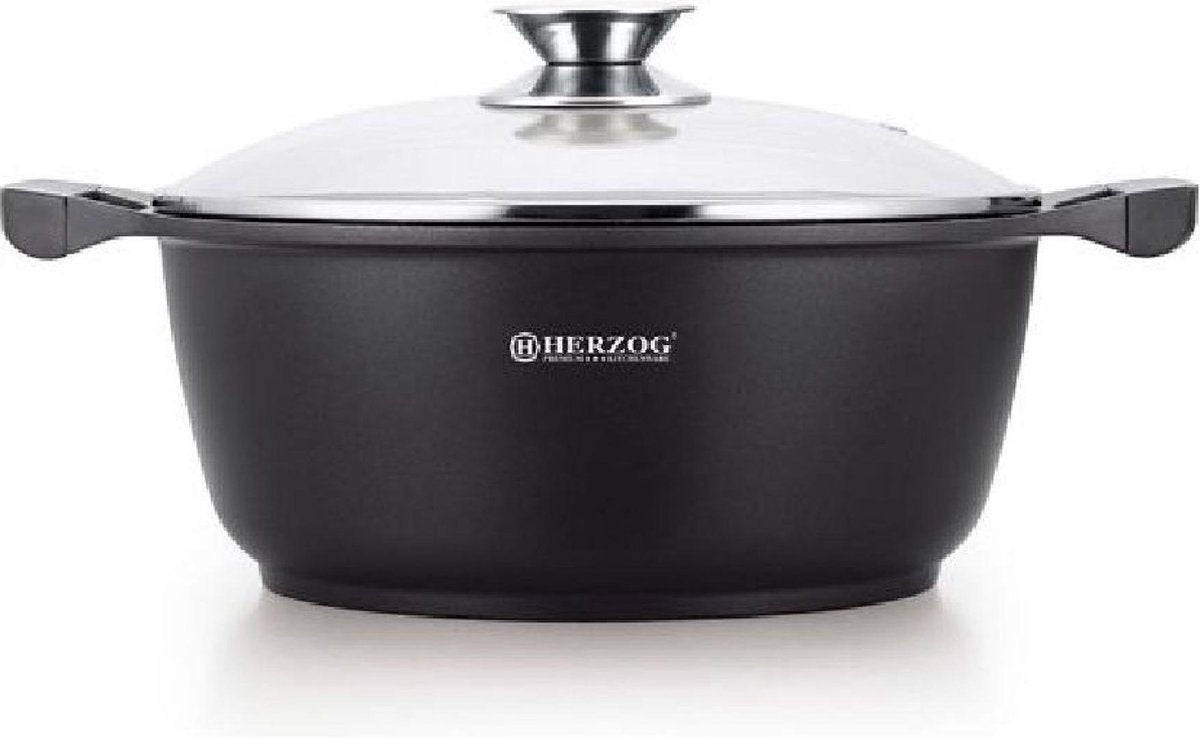 Herzog - Die Casting Braadpan / Stoofpan - 32 cm / 10 l - Antraciet