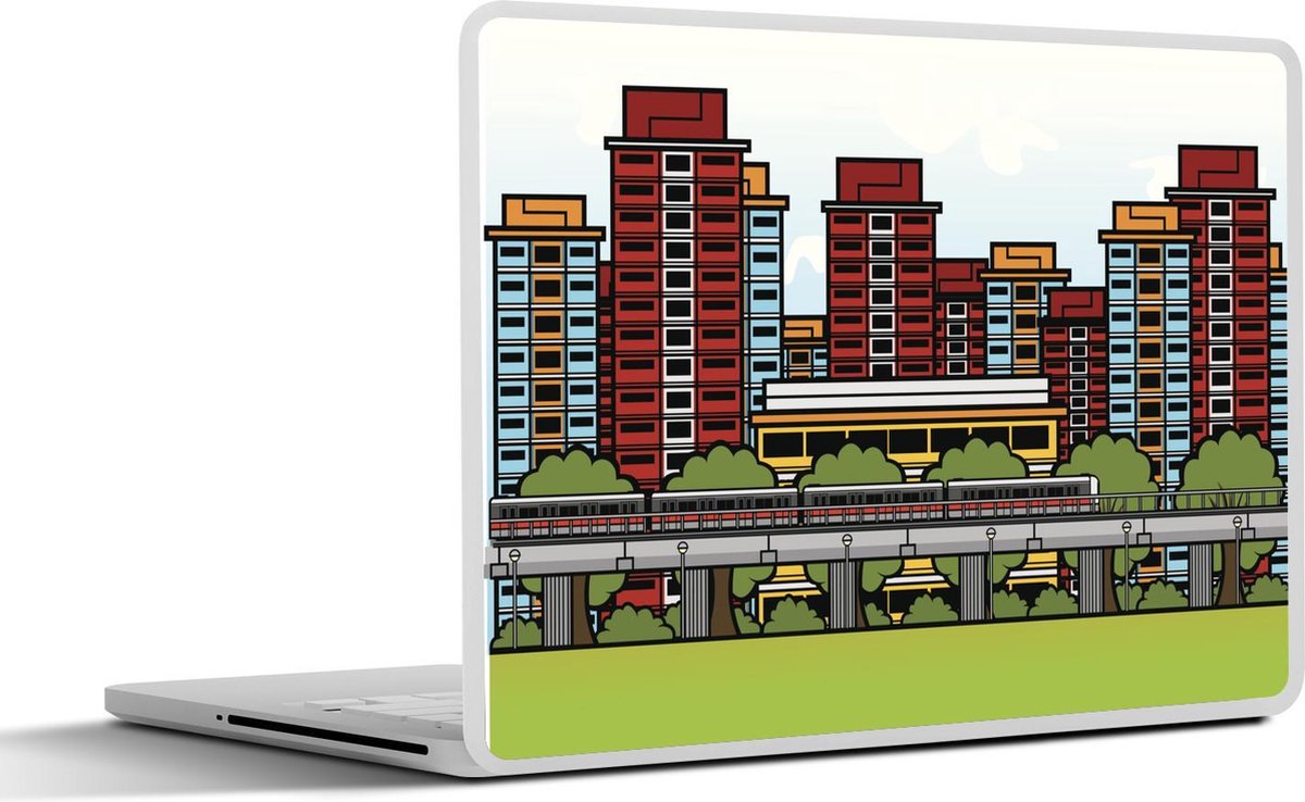 Laptop sticker - 10.1 inch - Illustratie van een trein in Singapore