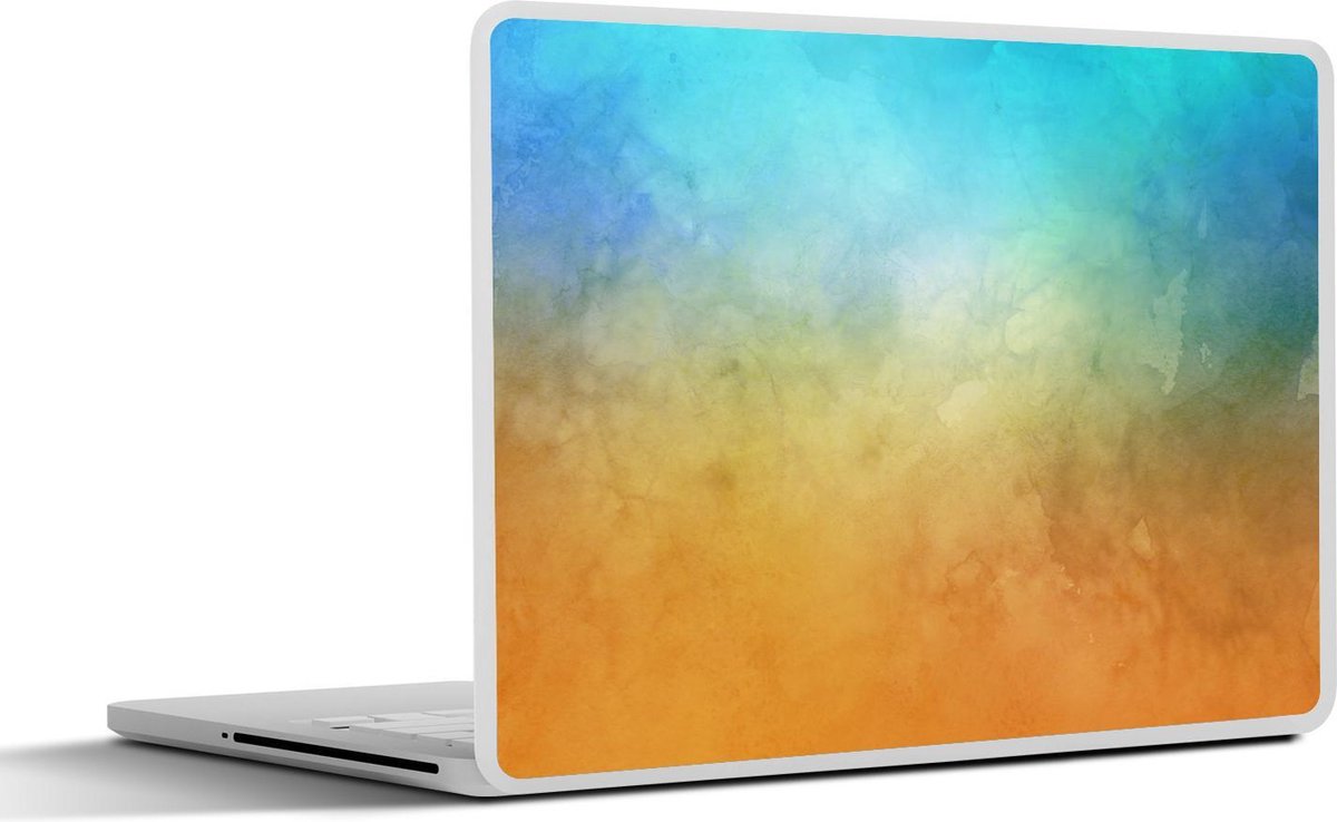 Laptop sticker - 10.1 inch - Abstract werk gemaakt van waterverf in oranje en lichtblauwe kleuren