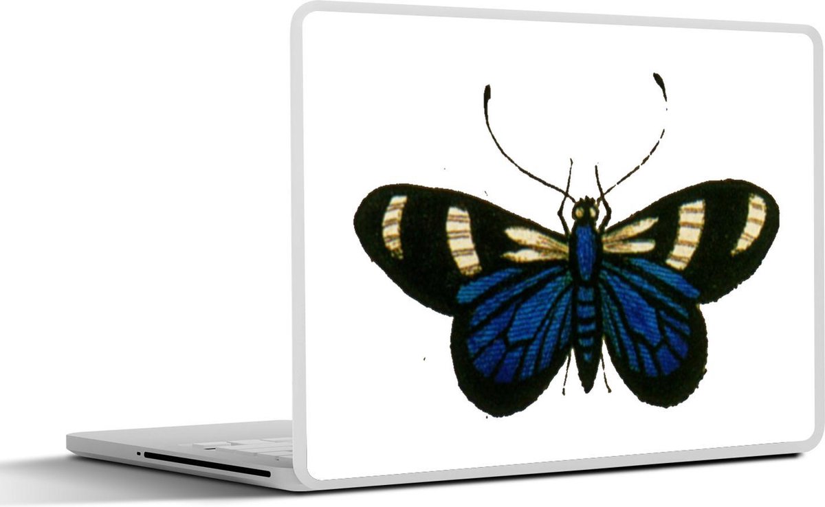Laptop sticker - 10.1 inch - Illustratie van een wit met blauwe vlinder