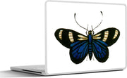 Laptop sticker - 10.1 inch - Illustratie van een wit met blauwe vlinder