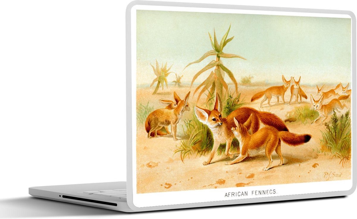 Laptop sticker - 10.1 inch - Illustratie van een fennek in de woestijn