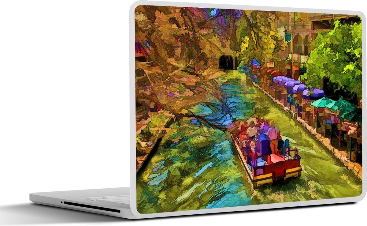 Laptop sticker - 10.1 inch - Illustratie van een kleurrijk beeld van San Antonio