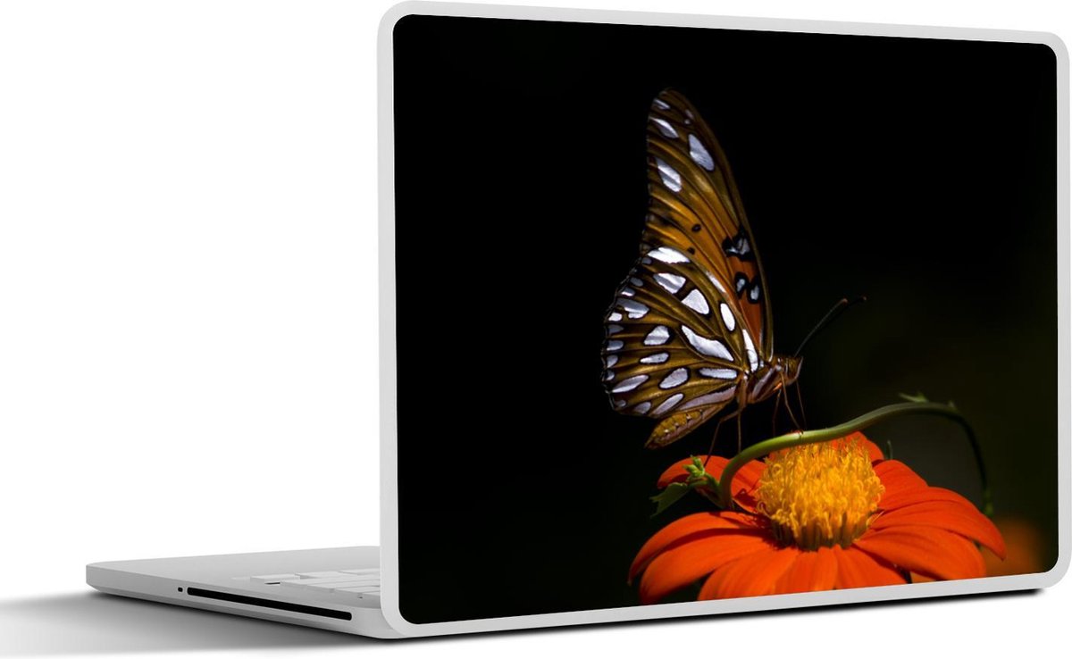 Laptop sticker - 10.1 inch - Agraulis vanillae op rode bloem