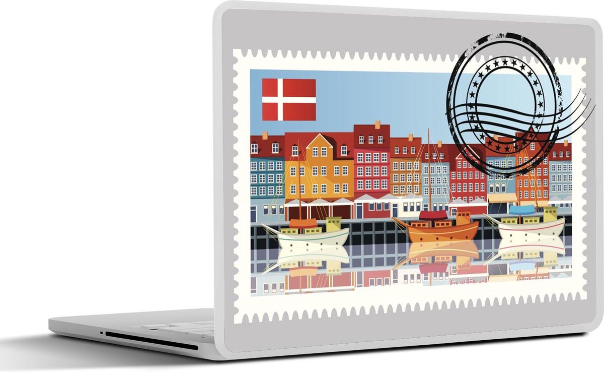 Laptop sticker - 10.1 inch - Illustratie van een postzegel uit Denemarken