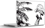Laptop sticker - 10.1 inch - Illustratie van een ibis in een boom in zwart-wit