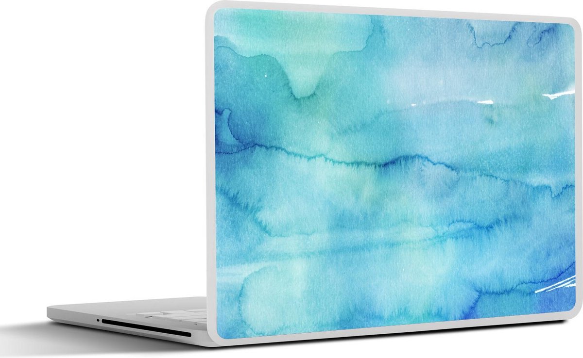Laptop sticker - 10.1 inch - Abstract kunstwerk gemaakt van waterverf met blauwe tinten