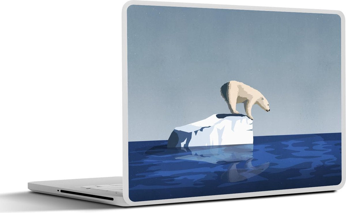 Laptop sticker - 10.1 inch - Illustratie van een ijsbeer op een ijsberg