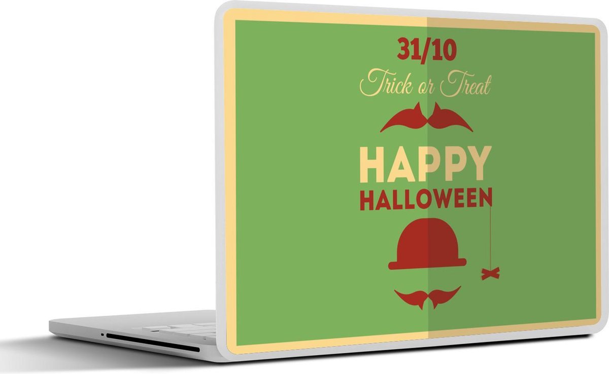 Laptop sticker - 10.1 inch - 'Happy Halloween' op een groene achtergrond
