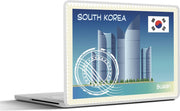 Laptop sticker - 10.1 inch - Illustratie van een postzegel uit Busan in Zuid-Korea