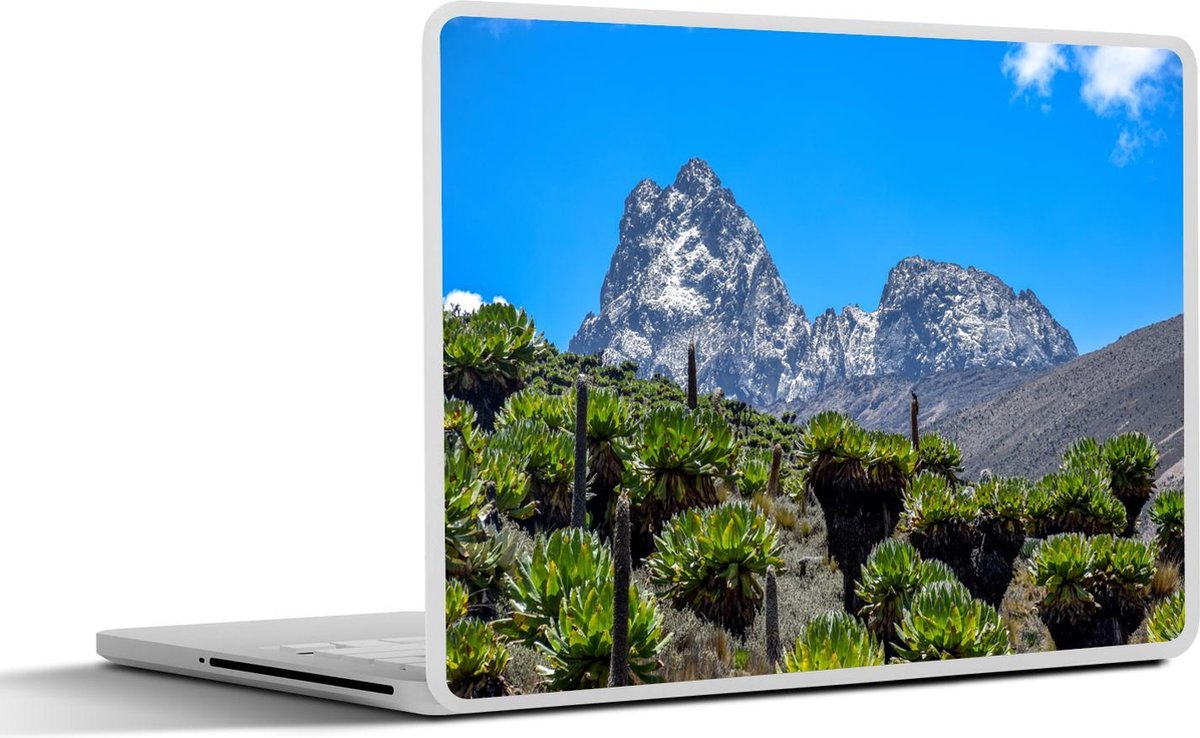 Laptop sticker - 10.1 inch - Afrikaans landschap bij de Mount Kenya met een blauwe hemel
