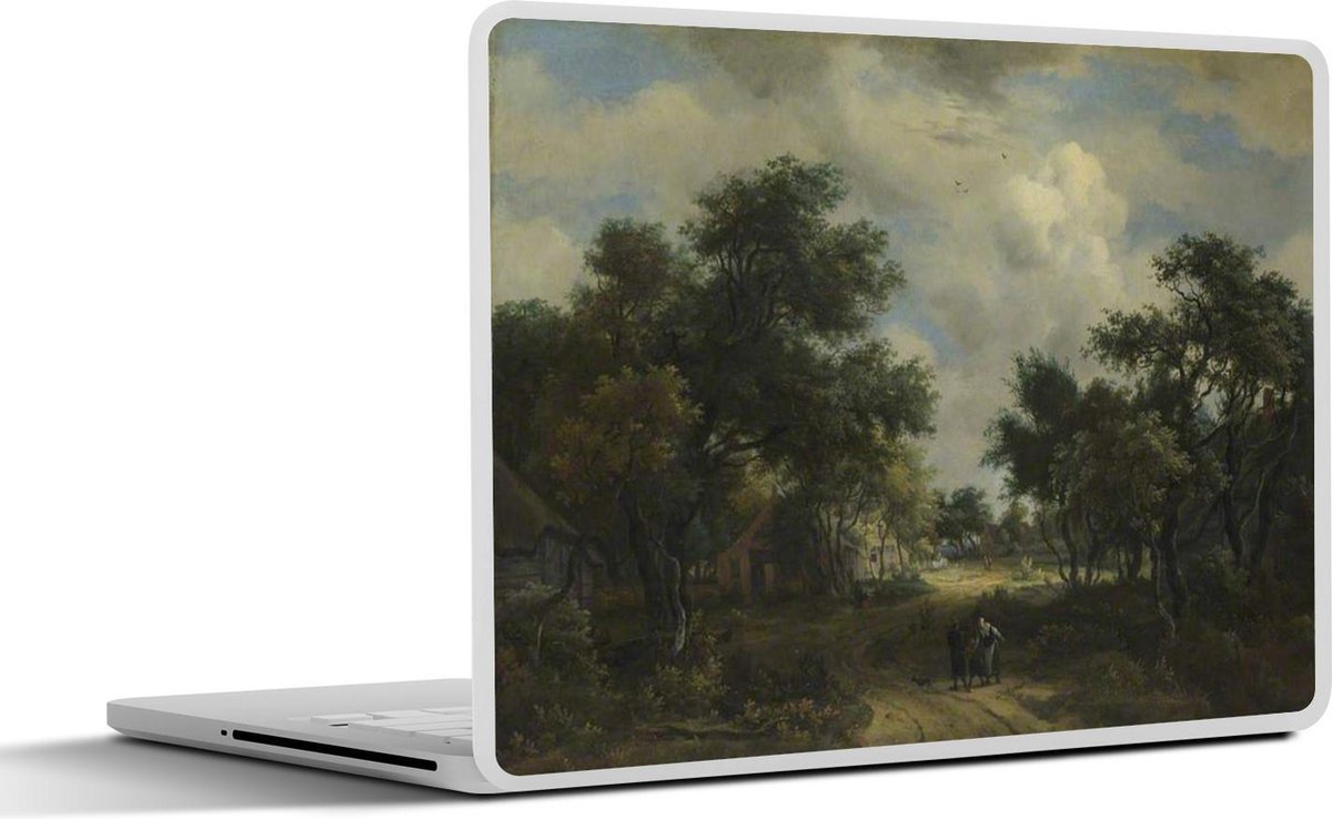 Laptop sticker - 10.1 inch - A road winding past cottages - schilderij van Meindert Hobbema