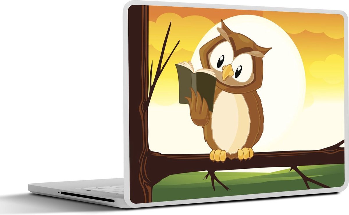 Laptop sticker - 10.1 inch - Illustratie van een lezende uil