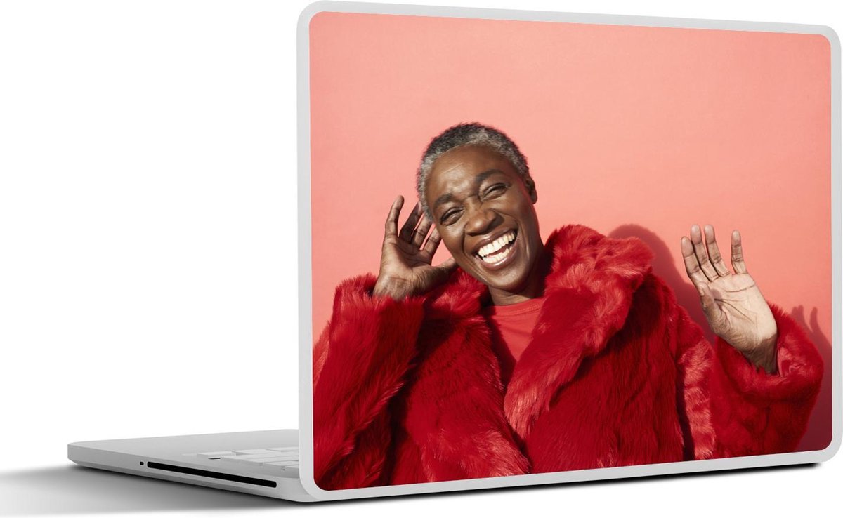 Laptop sticker - 10.1 inch -  lachende oudere zwarte vrouw