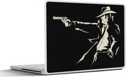 Laptop sticker - 10.1 inch - Illustratie van een maffialid met een pistool op een zwarte achtergrond