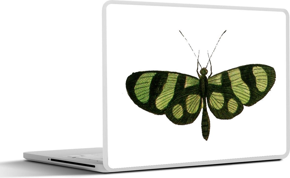 Laptop sticker - 10.1 inch - Illustratie van een zwart met groene vlinder
