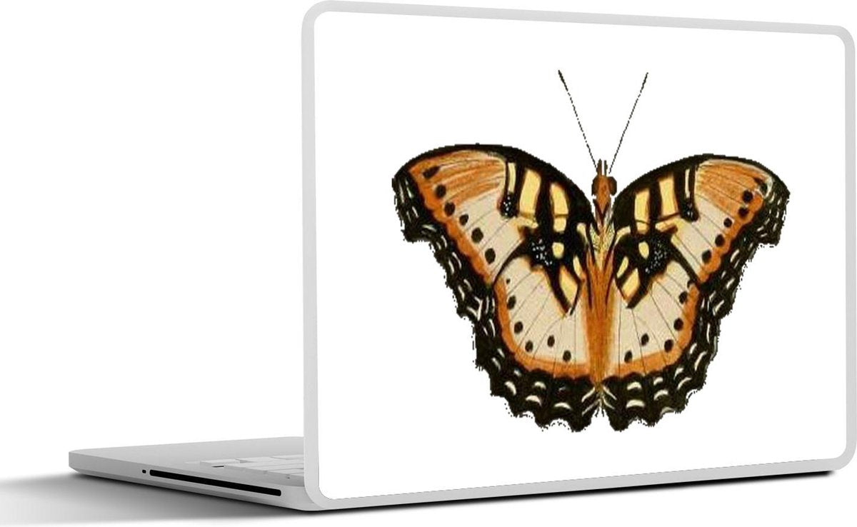 Laptop sticker - 10.1 inch - Illustratie van een bruin met zwarte vlinder