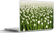 Laptop sticker - 10.1 inch - Afbeelding van een wit tulpenveld