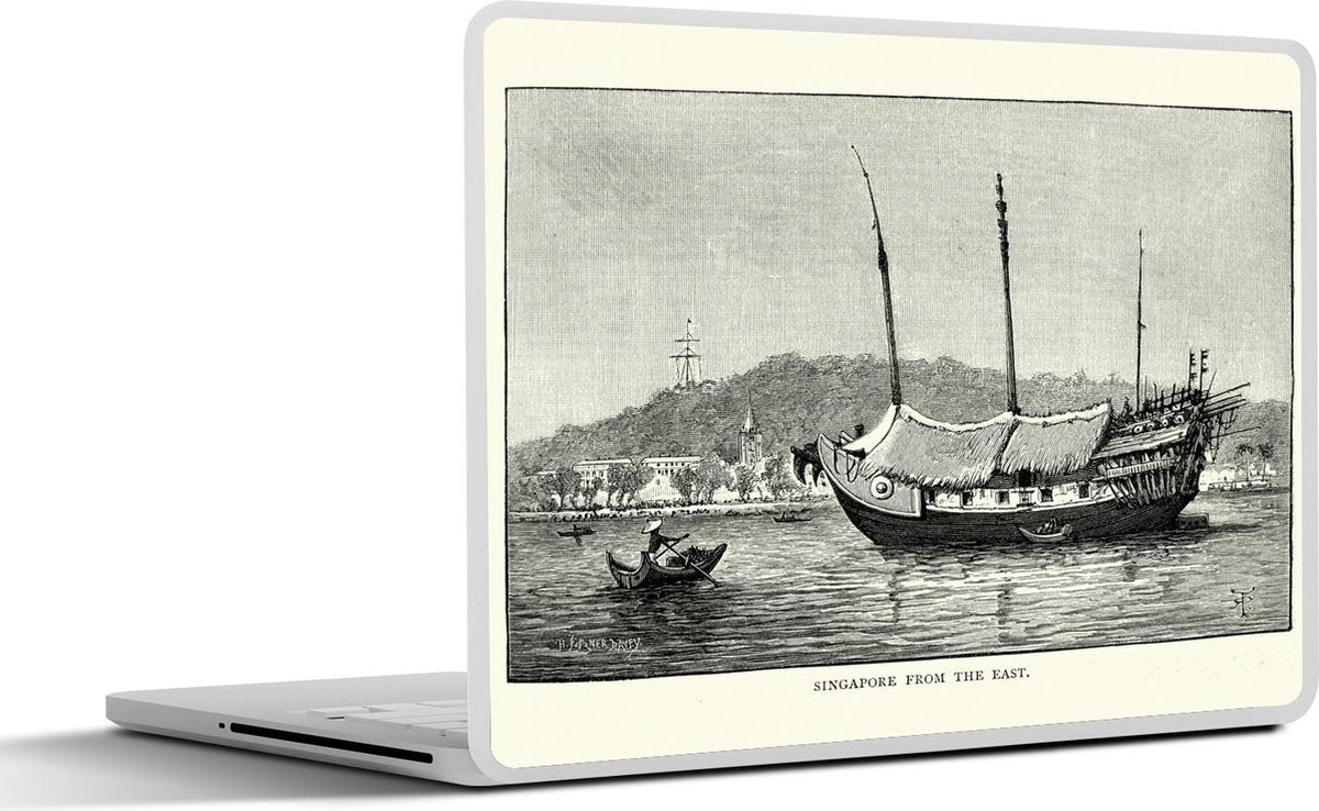 Laptop sticker - 10.1 inch - Illustratie van een traditionele zeilboot uit Singapore