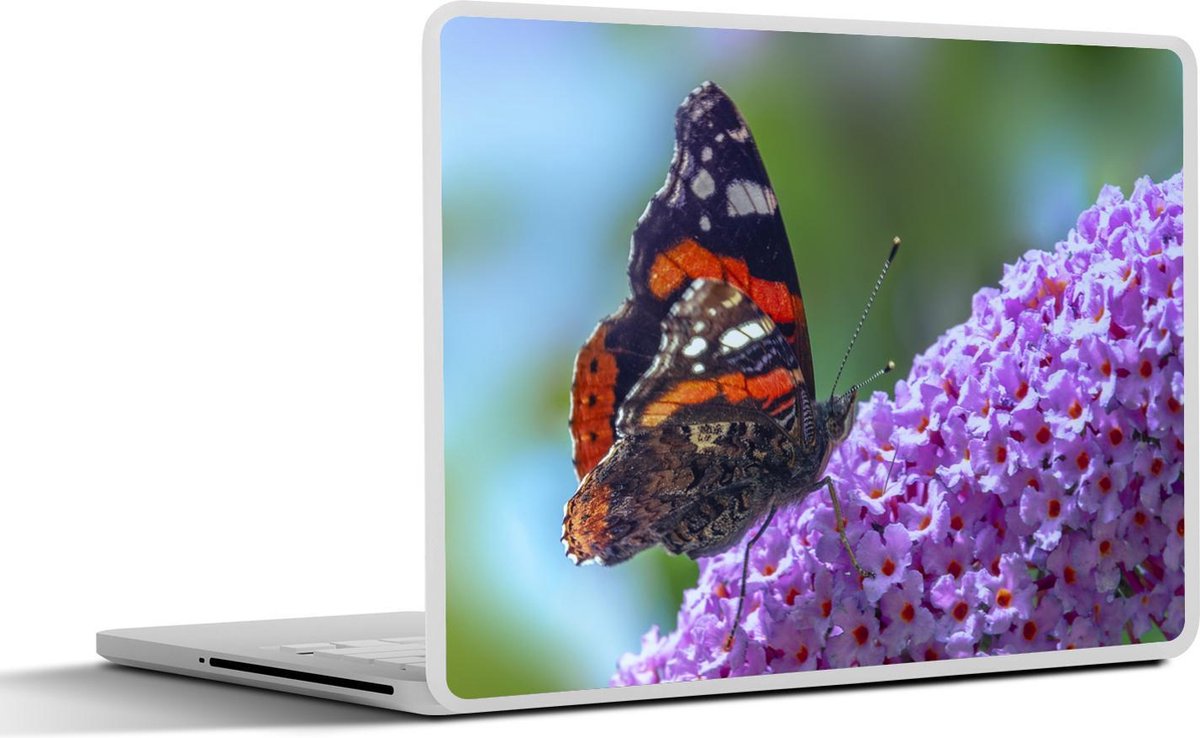 Laptop sticker - 10.1 inch - Admiraalvlinder op een vlinderstruik