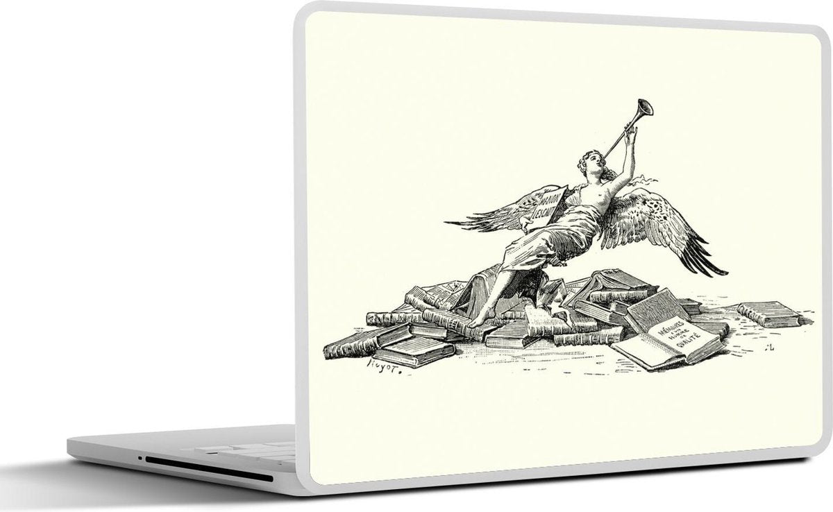 Laptop sticker - 10.1 inch - Illustratie van een engel met een trompet