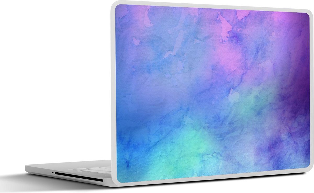 Laptop sticker - 10.1 inch - Abstract werk gemaakt van waterverf en paarse met groene en blauwe vlekken
