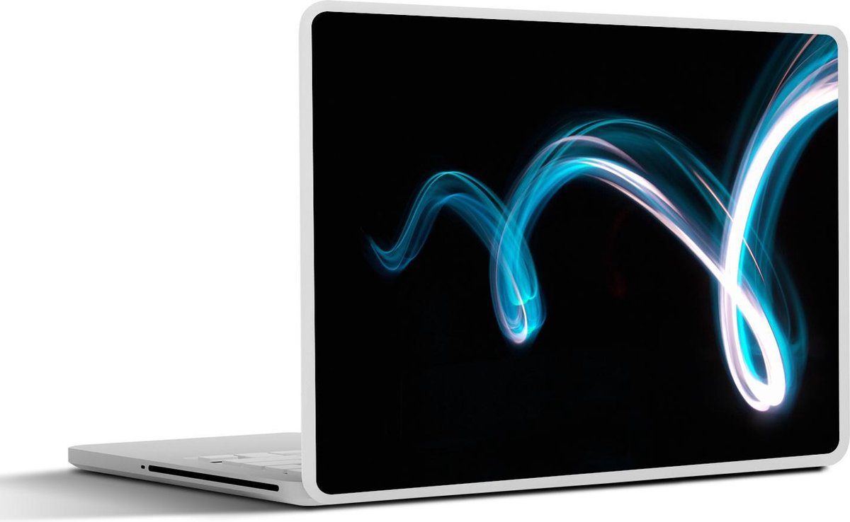 Laptop sticker - 10.1 inch - Abstract blauw licht op een zwarte achtergrond