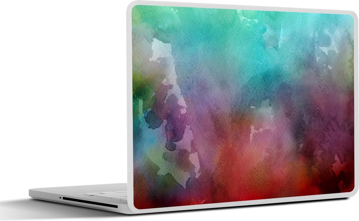 Laptop sticker - 10.1 inch - Abstract werk gemaakt met waterverf en groene met rode tinten