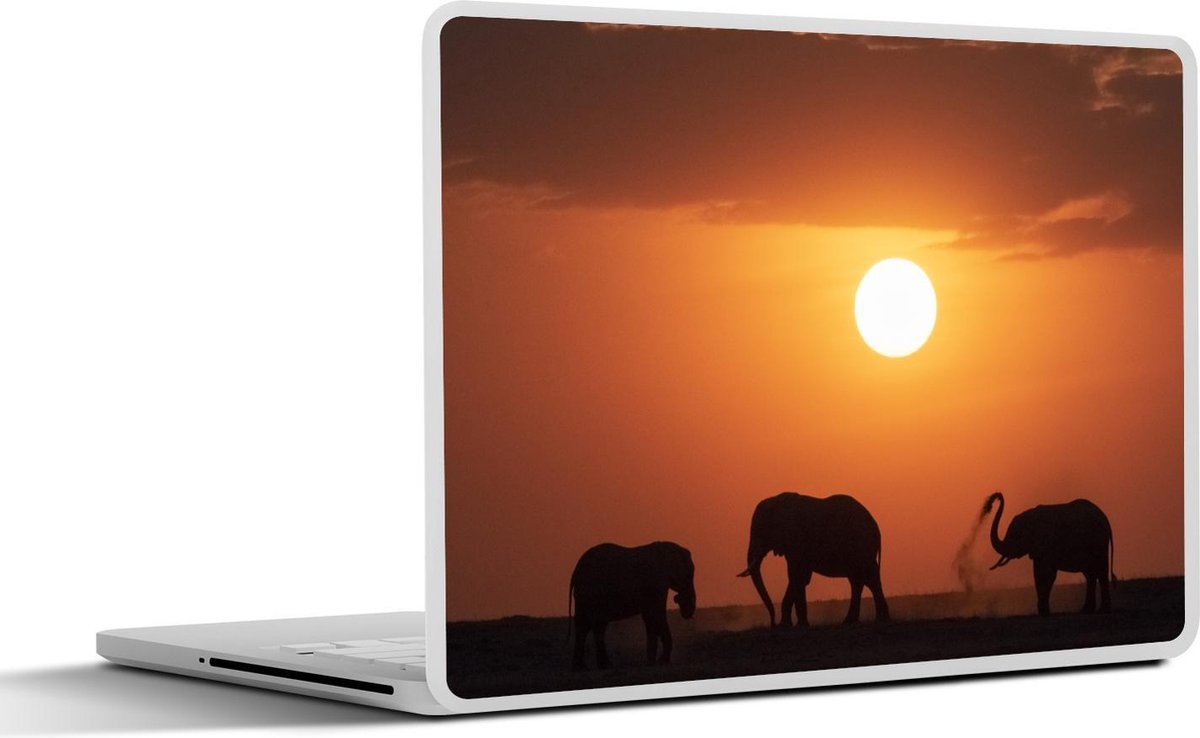 Laptop sticker - 10.1 inch - Afrikaanse olifanten tijdens zonsondergang