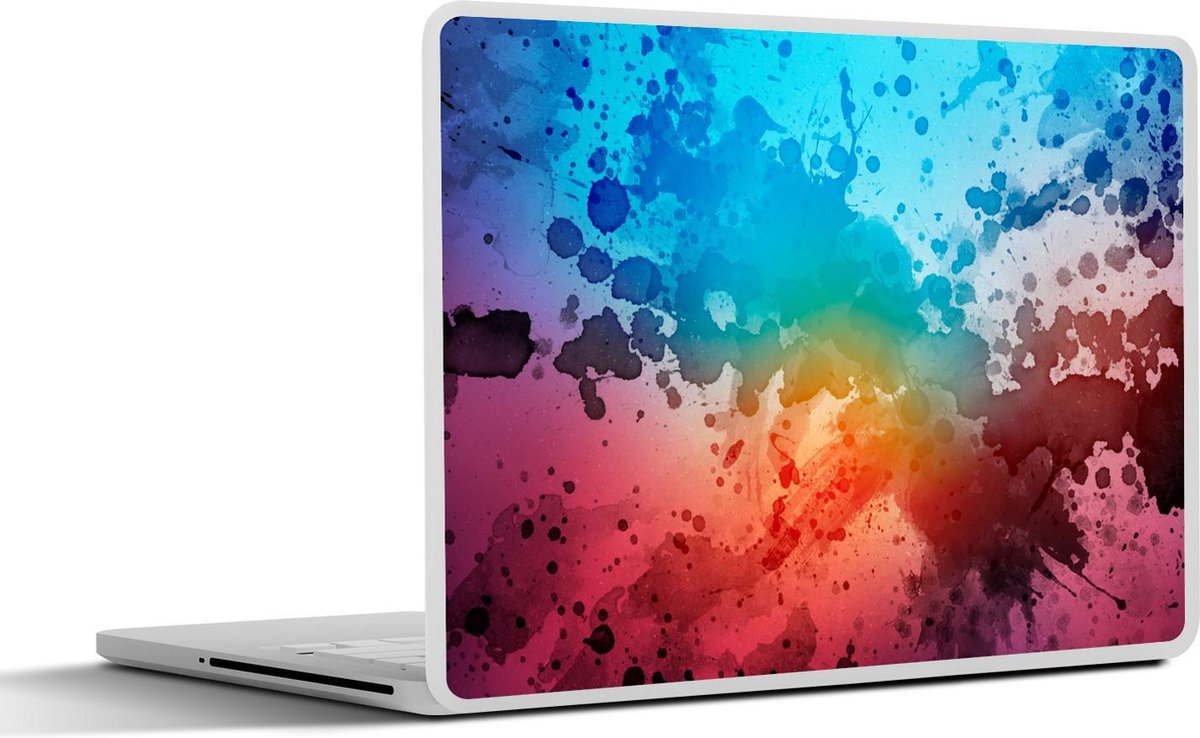 Laptop sticker - 10.1 inch - Abstract werk gemaakt van waterverf en verfspatten op een gekleurde achtergrond