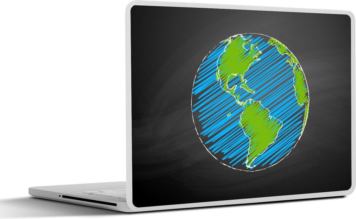 Laptop sticker - 10.1 inch - Illustratie wereldbol op krijtbord