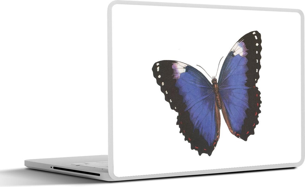 Laptop sticker - 10.1 inch - Illustratie van een blauwe vlinder met zwarte randen