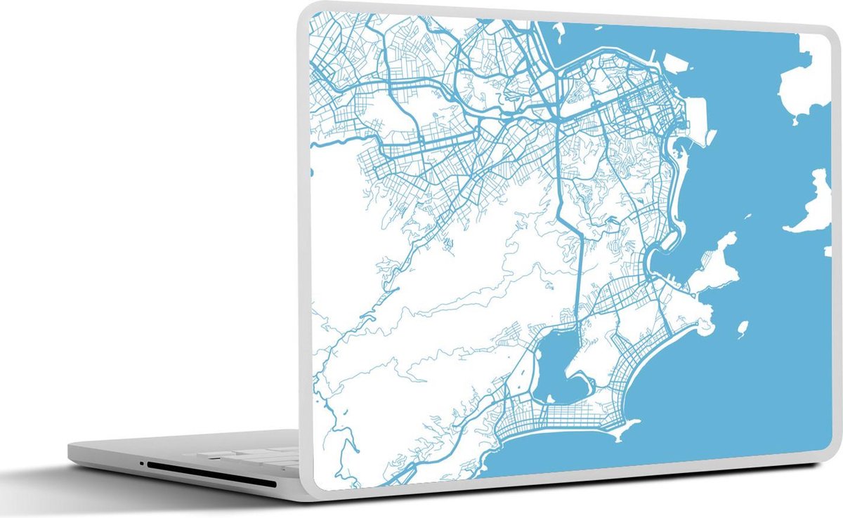 Laptop sticker - 10.1 inch - Illustratie van een stadsplattegrond van Rio de Janeiro met een blauwe zee