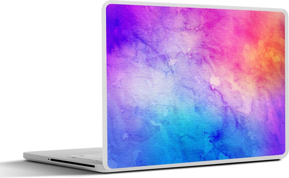 Laptop sticker - 10.1 inch - Abstract werk gemaakt van waterverf met gele en blauwe vlekken