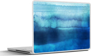 Laptop sticker - 10.1 inch - Abstract kunstwerk gemaakt van waterverf met blauwe strepen