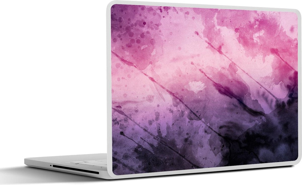 Laptop sticker - 10.1 inch - Abstract werk gemaakt van waterverf en paarse tinten