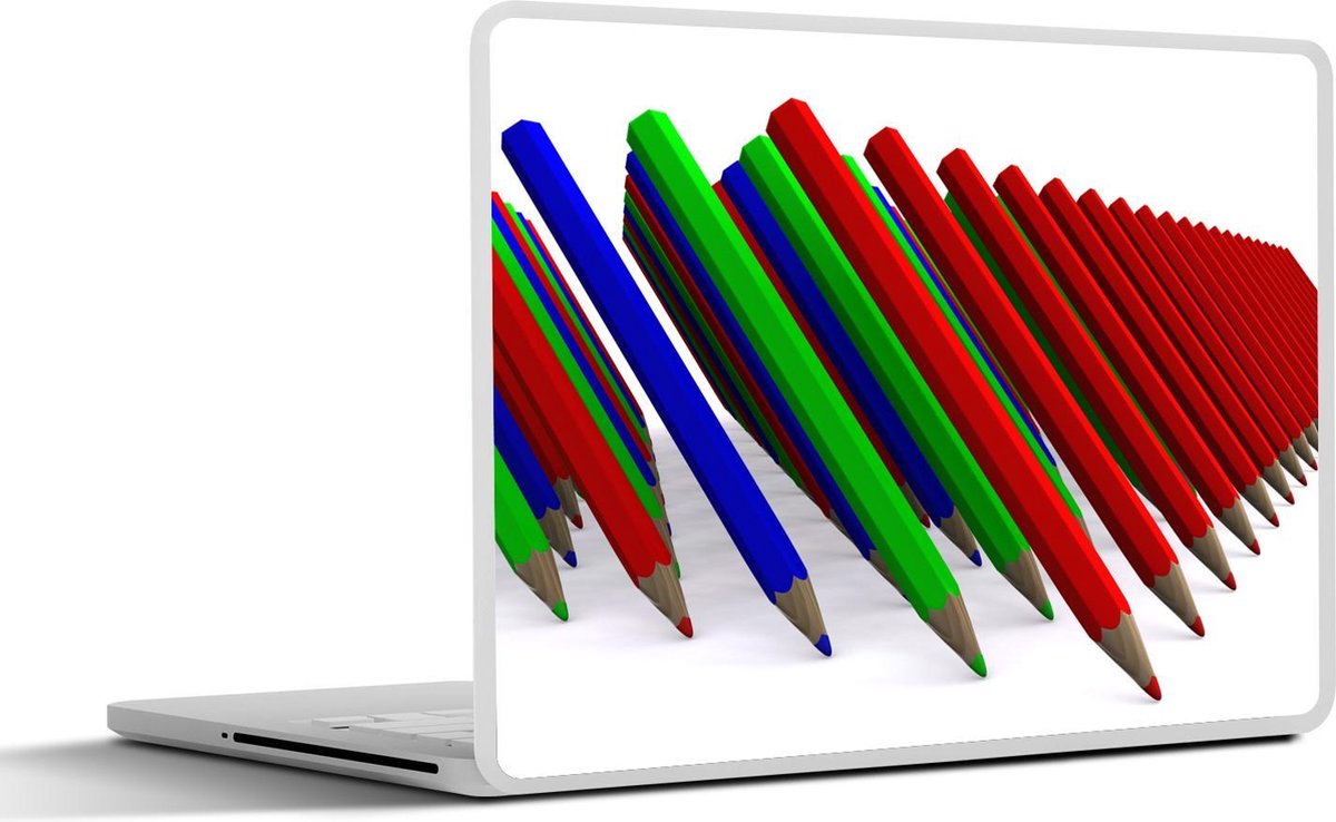Laptop sticker - 10.1 inch - 3d weergave van rijen potloden