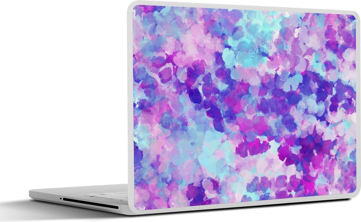 Laptop sticker - 10.1 inch - Abstract schilderij met violet blauwe kleuren