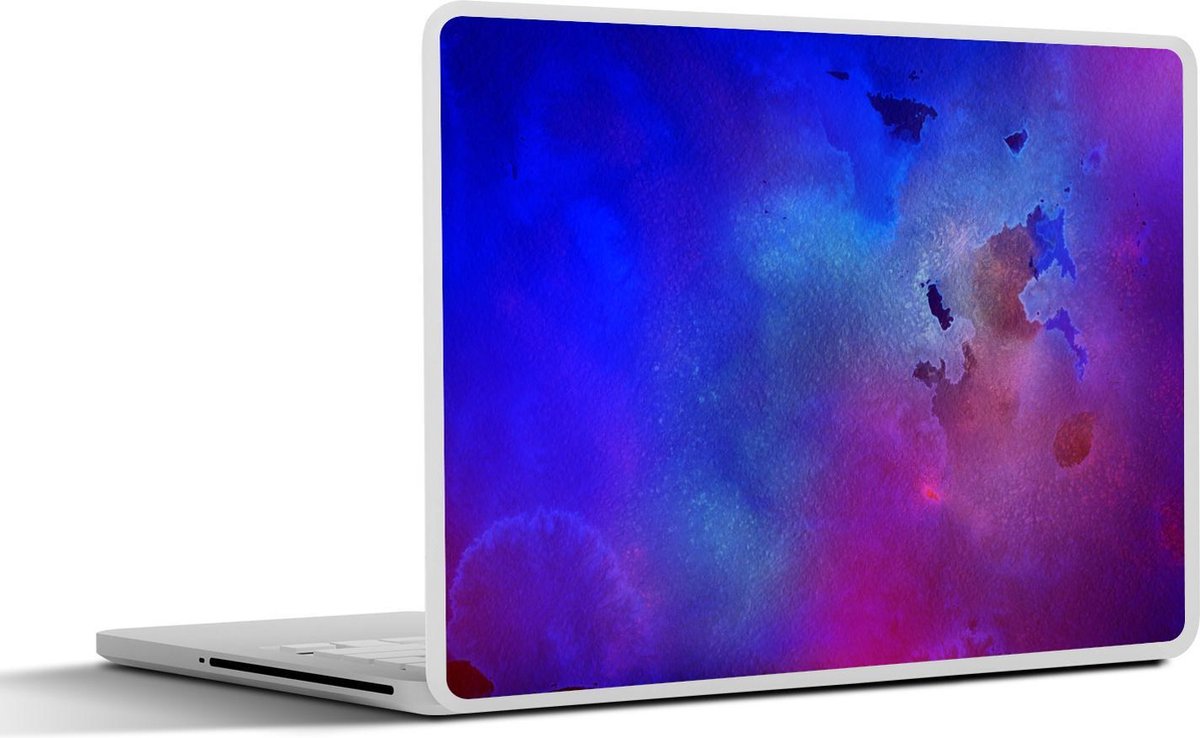 Laptop sticker - 10.1 inch - Abstract werk gemaakt met waterverf en blauwe en paarse kleuren