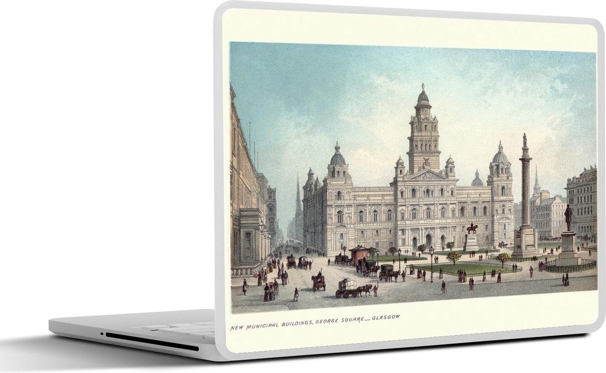 Laptop sticker - 10.1 inch - Illustratie van het stadhuis van Glasgow in Schotland