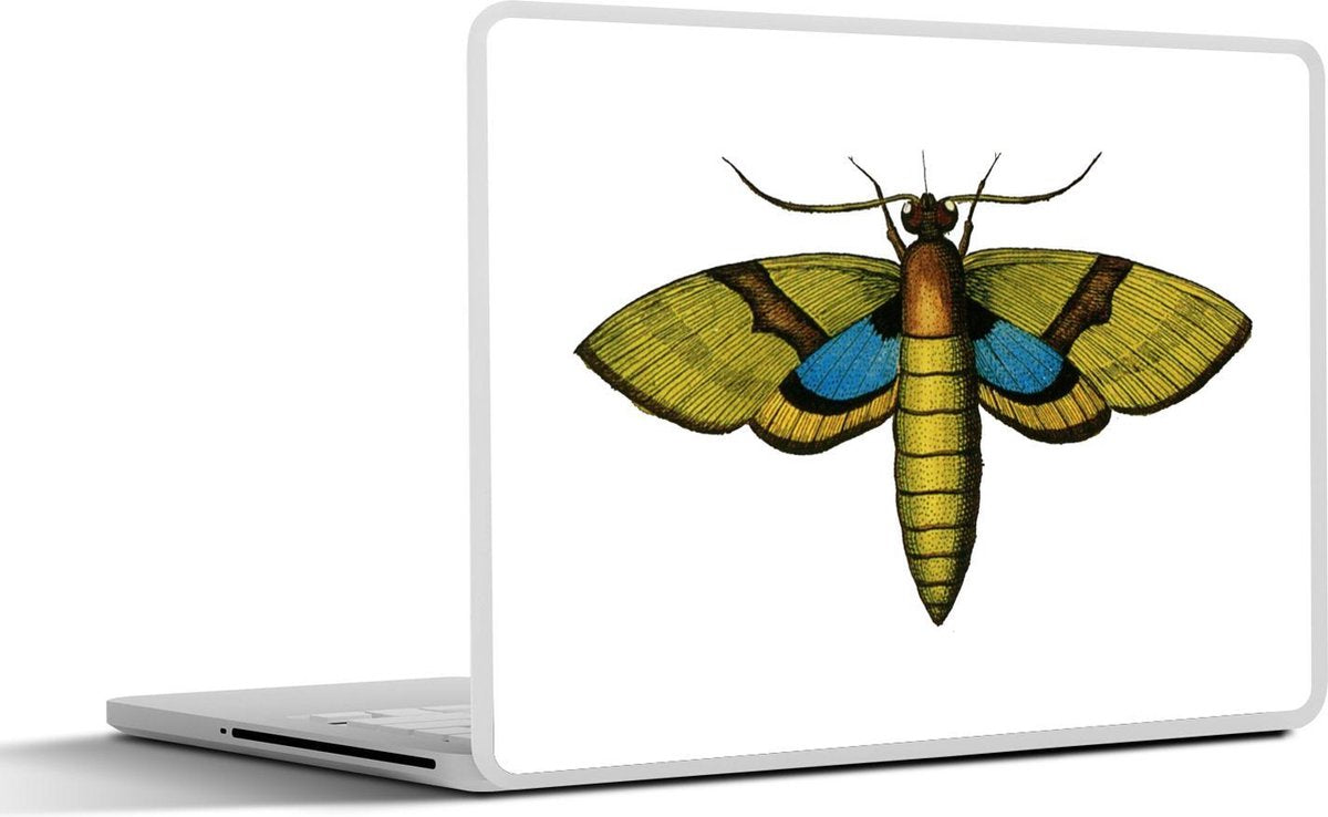 Laptop sticker - 10.1 inch - Illustratie van een geel met blauwe mot