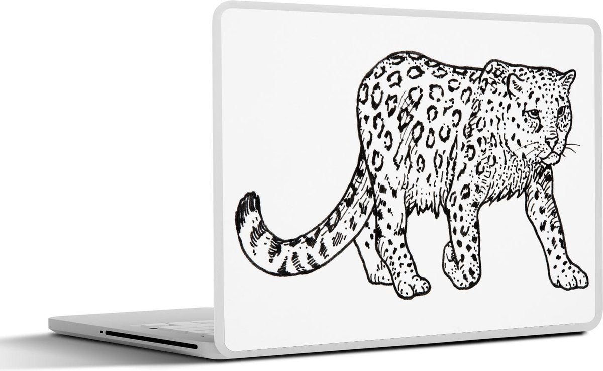 Laptop sticker - 10.1 inch - Illustratie van een sneeuwpanter die loopt